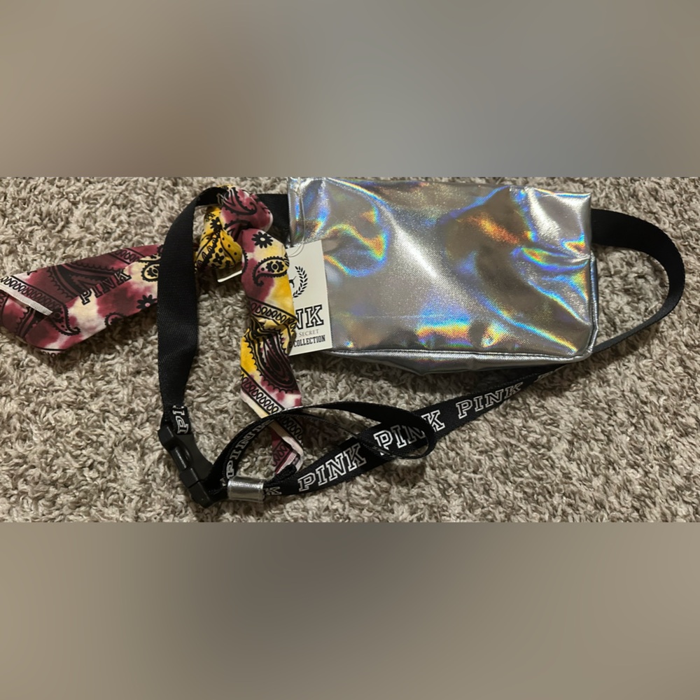 NWT Victoria Secret PINK Collegiate Collection Holographic Fanny Pack - Picture 5 of 5